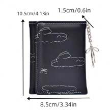 1pc Women's Cute Cartoon Rabbit Pattern Small Wallet With Bowknot Pendant, Lightweight Compact Card Holder Pouch, Anti-RFID Credit Card Organizer, Holiday Gift, Tri-Fold Snap Closure Handbag - Black - View 6