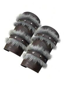 1 pieza Guardias de brazo de vikingo nórdico, guanteletes de piel artificial medieval, brazaletes de cuero sintético vintage para LARP, Halloween, disfraces de Halloween