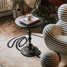 Vintage Metal Side Table - Lightweight Round Matte End Table For Living Room Corners & Small Spaces - White - View 4