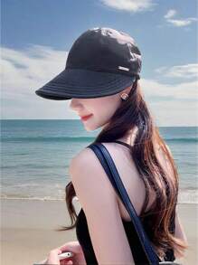 1 buc pălărie de soare cu boruri largi de vară pentru femei, cu gaură pentru coadă de cal, pălărie cu protecție solară cu uscare rapidă