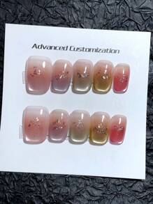 10 Pieces Of Pure Handmade Wearable Nails, A Variety Of Nail Shapes To Choose From, Light Bulb Cat Eye Nails, High-Quality Elegant Simple Nails Press On Nails Nail Supplies Nails