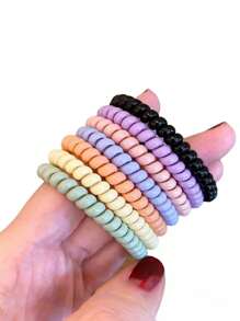 7 pezzi/confezione Elastici per capelli a spirale color caramella, scrunchies per capelli per ragazze, accessori per capelli all'ingrosso, fasce in gomma fermatrecce