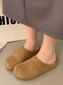 Comfortable, Thick-Soled Internal Heightening Teenage Mule Shoes, Popular Cross-Border, Fashionable & Comfortable One-Click Fit - Khaki - View 5