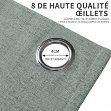 Rideau 100% caché 2 pièces, rideau en lin isolé thermiquement anti-chaleur texturé opaque rideau à œillets isolation légère anti-UV décoration chambre maison salon intérieur