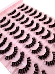 HBZGTLAD 20 Pairs Soft Mink Eyelashes 3D Curl Winged End Eye Elongated Fake Lashes Thick Handmade Natural False Eyelash Messy Cross Lash Wholesale - 尖尾漫畫款 - 查看 5