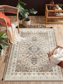 卧室地毯：不掉毛波西米亚风地毯，复古，可机洗，防滑硅胶背衬，适合家庭办公室和其他人流量大的区域，米色棕褐色，6.5'*9.8' - 棕色 - 查看 13