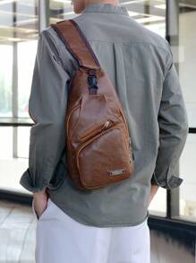 1pc Waterproof Multi-Function Sling Bag For Men - Fashion Chest Pack, Lightweight Messenger Bag, Suitable For Casual, Daily Use - Fashionable, Versatile Shoulder Bag Purse Vintage Side Bags For Men - Multicolor - View 9