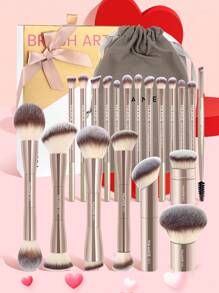 MAANGE 23 Pieces Makeup Tools Including 20 Pieces Professional Aluminum Tube Makeup Brush Set + 1 Storage Bag + 2 Pieces Air Cushion Puffs For Daily Use And Travel,Makeup Accessories Gifts For Friends ﻿ ﻿ ﻿ - 金色 - 查看 13