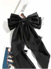 1 件女士发夹带蝴蝶结，时尚优雅，适合日常外出、洗脸、通勤、节日和派对爪夹发夹发夹 - 黑色 - 查看 4