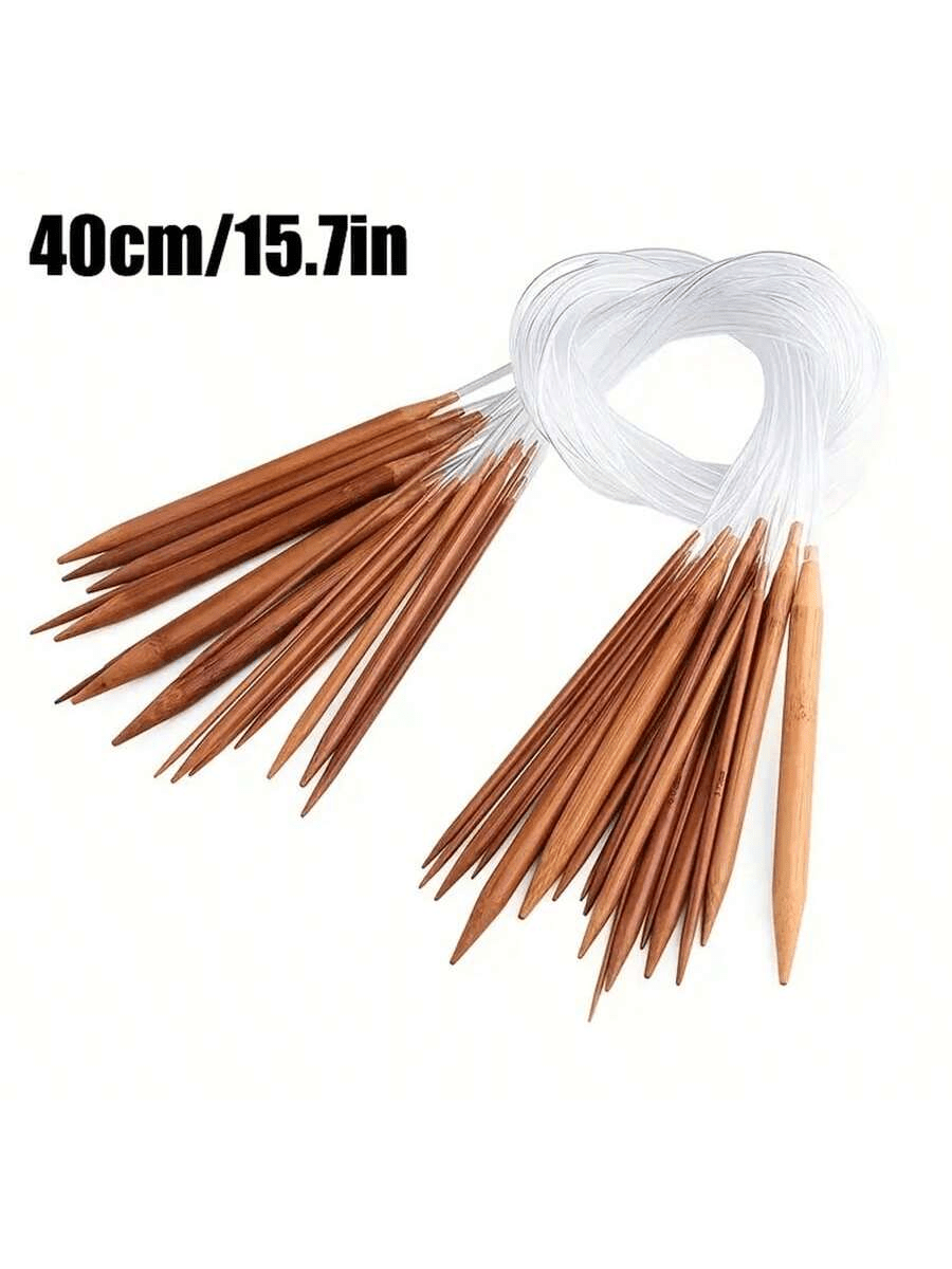 18pcs/Set 40cm, 60cm, 80cm Carbonized Bamboo Circular Knitting Needles For Sweater And Scarf Crafting