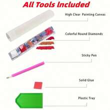 5D DIY Diamond Painting Kit - Colorful Cat Animal Theme With Round Diamonds, Canvas Embroidery Cross Stitch Arts Craft For Home Wall Decor, 11.81x15.75inch