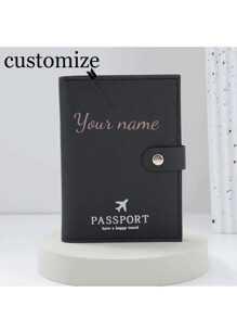 Funda para pasaporte personalizable con nombre, estuche para tarjetas, multifunción minimalista de unicolor de gran capacidad, adecuado como regalo exclusivo para novias, mamás