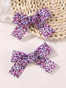 2pcs/12pcs Women's Vintage Brown Leopard Zebra Heart Print Ribbed Bow Hair Clips, Sweet Cute Bow Alligator Hair Clips, Suitable For Daily Casual Autumn/Winter Decorative Wear - Multicolor - View 16