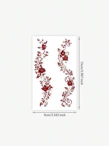 1pc Plant Totem Patterned Finger Temporary Tattoo Sticker, Waterproof, Stylish, Suitable For People - Red - View 4