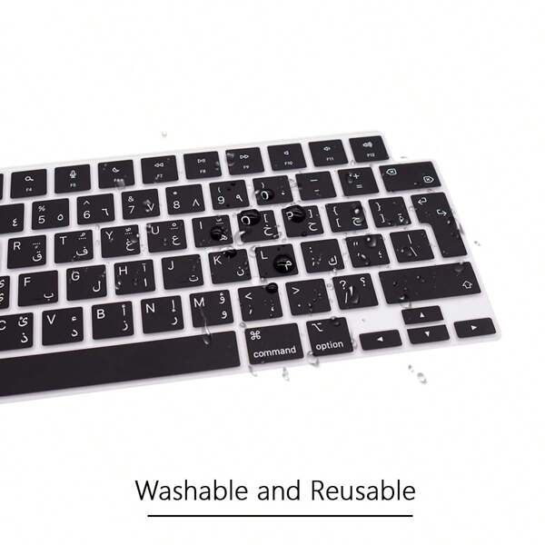 1PC Multilingual Black EU Layout Keyboard Cover Skin For Air 13.6" 15.3" M2 M3 A2681 A2941 A3113, 2024 2023 2022 2021 Pro 14" 16" M1 M2 M3 M4 A3403 A2991 A2485, A2442, Waterproof Silicone Keyboard Protector-Arabic Ruassian Ukrainian