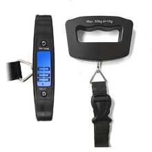 1 pieza Báscula digital de mano para equipaje de 110 lbs/50 kg, báscula para equipaje con correa, báscula de mano, báscula electrónica portátil, báscula rápida con pantalla LCD retroiluminada, esenciales de viaje, sin baterías incluidas, regalo de Navidad, Acción de Gracias, Año Nuevo