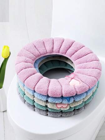 1 pièce Housse de siège de toilettes universelle rembourrée épaisse et étirée, coussin de siège de toilettes lavable à la maison, pour une utilisation toute saison
