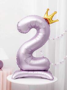 1pc 42-Inch Purple Crown Number Foil Balloon, Suitable For Birthday Party Any Age, Birthday Party, Anniversary, Wedding, Graduation Celebration Decoration, 1pc Happy Birthday Balloon - Purple - View 15