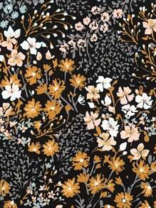 Women's Bohemian Floral Print Flare Maxi Dress, Woven Fabric, Non-Stretch, Flowing