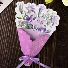 1 pieza Tarjeta de felicitación con ramo 3D desplegable - Perfecta para Navidad, San Valentín, Día de la Madre y Día del Padre - Regalo creativo hecho a mano para familia, amigos y seres queridos, ideal para Navidad
