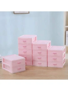 3-Tier Pink Plastic Desk Storage Organizer Box With Drawers - Pink Room Decor, Waterproof, Rectangular File And Jewelry Storage Box, Suitable For Office, School And Home Stationery, Office Supplies And Accessories Back To School