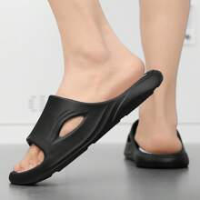 Men's Outdoor Casual Sandals, Breathable Double-Color EVA House Slippers For Indoor & Outdoor, Beach, Sports - Black and White - View 3