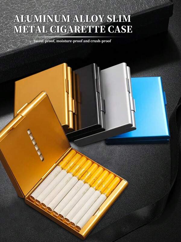 1 Pc Aluminum Slim Folio Cigarette Case Clip For 20 Cigarettes Creative Gold Cigarette Case Gift For Men