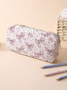 1 st. Bloemenpatroon Grote Capaciteit Dubbelzijdig Bedrukt Corduroy Etui, Perfecte Terug Naar School Etui, Grote Opbergzak, Ideaal Cadeau Voor Studenten