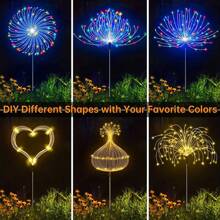 Waterproof Solar Garden Lights Solar Lights 60/150/240/320/360 LED Outdoor Garden Light Solar Powered For Outside - Flicker 8 Light Modes Sparkler Fireworks Sticks Yard Patio Path Decor- LED Starburst Twinkle Lighting For House Lawn Courtyard Pathway Tree Flowerbed Camping Wedding Party Decoration