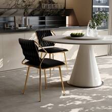 2pcs Set Luxurious Velvet Dining Chairs, Modern Dining Chairs, Bar Stools, Stable And Durable, Black Or Beige