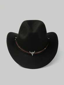 1pc Unisex Casual Polyester Quilted Rivet Western Cowboy Sunhat, Versatile Accessory For Outdoor, Travel, Vacation, All Seasons