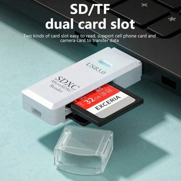 1个NNBILI迷你高速二合一多功能读卡器，USB 3.0/2.0 Micro SD/TF存储闪存盘适配器 - 彩色 - 查看 6