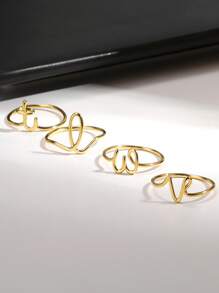 1 Stück minimalistischer, kleiner Initialen-Ring für Frauen, goldplattiert, Draht Stapel-Ring Buchstaben A-Z, Verlobungs- und Hochzeitsschmuck Geschenkidee