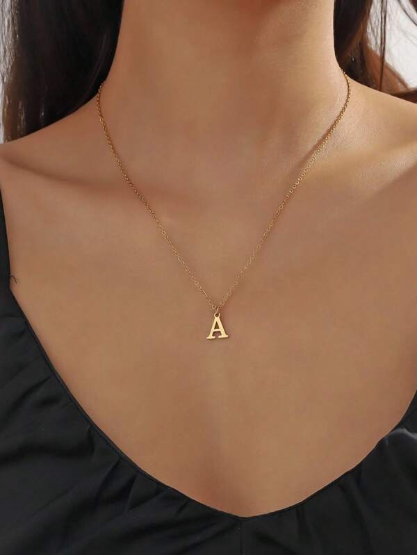 1 pièce Collier simple et mode en acier inoxydable avec lettre, convient aux couples et meilleurs amis comme cadeau de fête