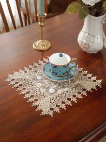 1pc Organza Fabric Placemat, Embroidered Delicate Design, Kitchen Dining Table Decoration, Coaster, Indoor Decor, Holiday/Party/Wedding, Rectangle/Square Options - Multicolor - View 5