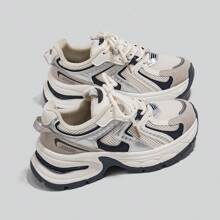 Alan Vincent [City Sneaker Series]Beige Shoes For Women 2025 Spring New Thick-Soled Sports Shoes Comfortable And Fashionable Running Shoes Height Increasing Casual Sneakers Women Outdoor  Shoes Ladies Shoes Breathable Mesh