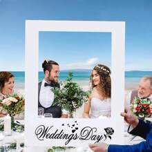 1pc Wedding Day Photo Props Paper Photo Frames Outdoor Photography Party Props DIY Personalized Gifts Couple Wedding Anniversary Commemorative Decoration Supplies