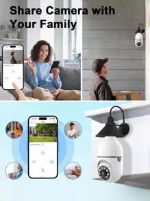 Light Bulb Surveillance Camera Wireless Outdoor Indoor 2.4G&5G WiFi Surveillance Cameras For 360° Panoramic Camera Motion Detection And Alarm Two-Way Audio Based E27 Light Bulb Socket - 彩色 - 查看 9