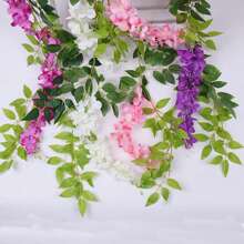 1 件人造紫藤花环，婚礼装饰挂墙花藤，节日装饰，花园装饰藤蔓，户外栅栏花环假花，婚礼天花板悬挂装饰花藤，管道缠绕人造藤