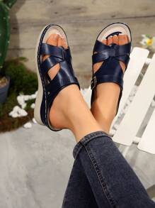Elegant & Versatile! Oversized Women's Woven Decor Platform Slippers, Fashionable Steps For Every Walk