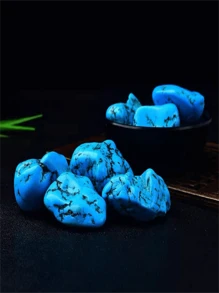 1pc Optimized Artificial Turquoise Chunk Blue Turquoise Rough Stone Decor, DIY Accessories For Home, Fish Tank, Flower Pot - Synthetic Blue Turquoise 3-5CM - View 2