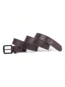 Men's Use Young Leather Casual Belt Durable Adjustable Black Buckle - 鏽棕色 - 查看 6