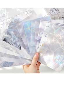 20 张水波和浮光系列 DIY 剪贴簿纸质用品美学纸质用品装饰纸材料用于 DIY 剪贴簿日记相册工艺品，适用于成人和青少年的书写绘画旅行日记 DIY 艺术工艺品、剪贴簿计划器子弹（粉色、蓝色、金色、紫色、灰色、绿色） - 彩色 - 查看 2