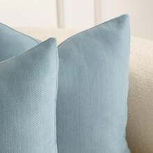 1pc Chenille Pillow Cover, Elegant Design, Soft Luxurious Decorative Cushion Cover For Sofa, Bedroom, Living Room - Light Blue - View 4