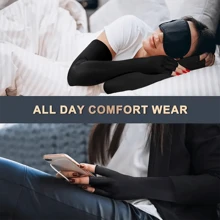 1 双铜压缩长无指手套，锻炼臂套，增强手部、手腕和手臂支撑，适合男女，骑自行车、跑步、健身和户外运动 - 黑色 - 查看 11