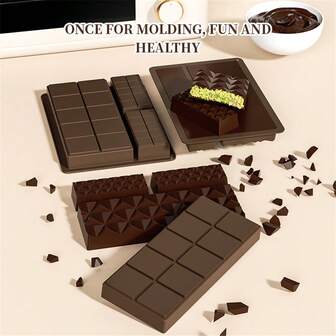 迪拜巧克力棒模具深，硅胶厚巧克力棒模具，用于填充棒，矩形 Knafeh 开心果巧克力棒分开糖果棒模具