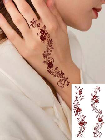 1 st Plant Totem Mönstrad Finger Temporary Tattoo Sticker, Vattentät, Snygg, Lämplig för människor