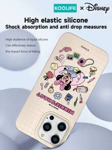 1 pieza Funda de teléfono con textura pintada con diseño creativo, lindo y de dibujos animados de Minnie Mouse de Koolife, diseño delgado compatible con Apple 16/16 ProMax/16 Pro/16 Pro/15/15 Pro/15 ProMax/15 Plus/14/13/12/11, resistente a golpes