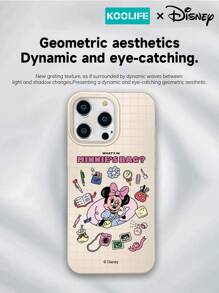 1 pieza Funda de teléfono con textura pintada con diseño creativo, lindo y de dibujos animados de Minnie Mouse de Koolife, diseño delgado compatible con Apple 16/16 ProMax/16 Pro/16 Pro/15/15 Pro/15 ProMax/15 Plus/14/13/12/11, resistente a golpes