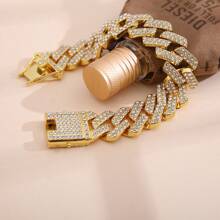 20mm Cuban Link Rhinestone Chain, Personalized All-Match Jewelry - Gold - View 14